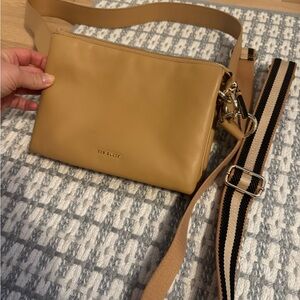 Ted Baker Camel Crossbody Bag with Striped Strap